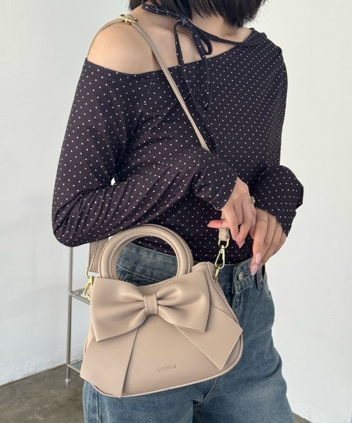 Miniministore(ミニミニストア)の「リボンハンドバッグ ミニショルダーバッグ(ハンドバッグ・レディース・シルバー/ブラック/アイボリー/ライトブルー/ベージュ/イエロー/キャメル/ピンク・FREE)」の19枚目の写真