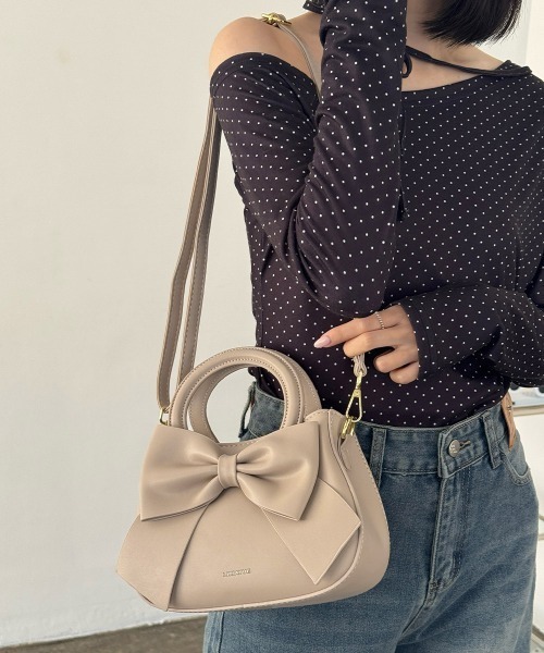 Miniministore(ミニミニストア)の「リボンハンドバッグ ミニショルダーバッグ(ハンドバッグ・レディース・シルバー/ブラック/アイボリー/ライトブルー/ベージュ/イエロー/キャメル/ピンク・FREE)」の20枚目の写真