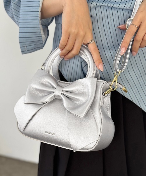 Miniministore(ミニミニストア)の「リボンハンドバッグ ミニショルダーバッグ(ハンドバッグ・レディース・シルバー/ブラック/アイボリー/ライトブルー/ベージュ/イエロー/キャメル/ピンク・FREE)」の22枚目の写真