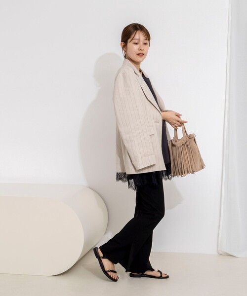 NOLLEY’S（ノーリーズ）の「【WEB限定】ウォッシャブルヘムレースサテンタンク（タンクトップ・レディース・ブラック/オフホワイト・FREE）」の12枚目の写真