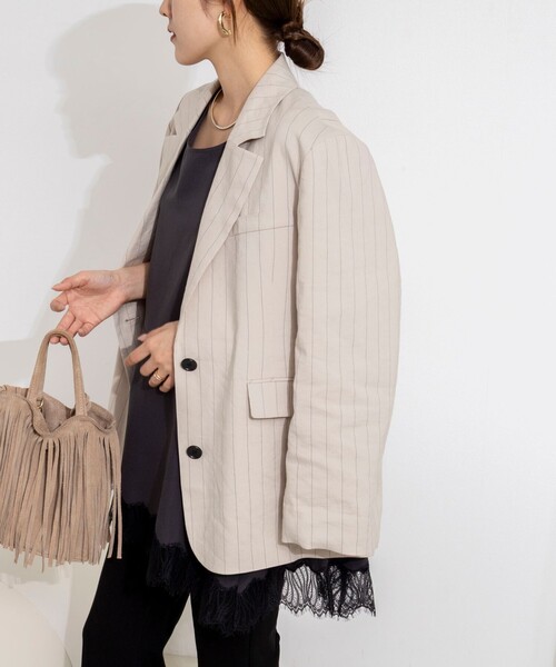 NOLLEY’S（ノーリーズ）の「【WEB限定】ウォッシャブルヘムレースサテンタンク（タンクトップ・レディース・ブラック/オフホワイト・FREE）」の14枚目の写真