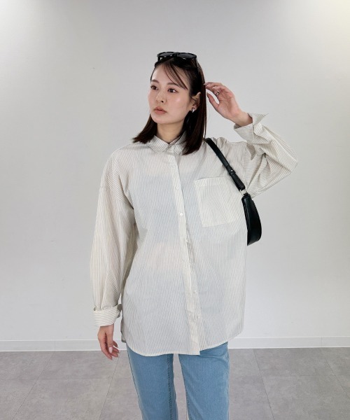 mellomela.(メロメラ)の「ロング丈ボリュームスリーブビッグシャツ(シャツ/ブラウス・レディース・サックスブルー/ベージュ系その他2/ブルー系3/ホワイト系8・FREE)」の3枚目の写真