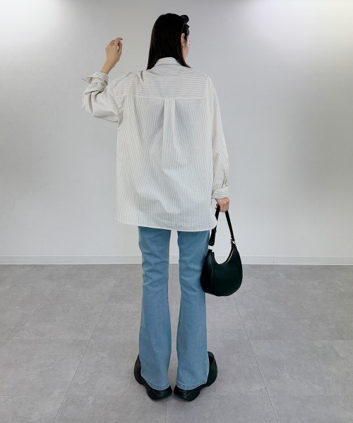 mellomela.(メロメラ)の「ロング丈ボリュームスリーブビッグシャツ(シャツ/ブラウス・レディース・サックスブルー/ベージュ系その他2/ブルー系3/ホワイト系8・FREE)」の14枚目の写真
