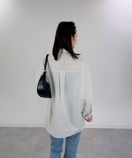 mellomela.(メロメラ)の「ロング丈ボリュームスリーブビッグシャツ(シャツ/ブラウス・レディース・サックスブルー/ベージュ系その他2/ブルー系3/ホワイト系8・FREE)」の12枚目の写真