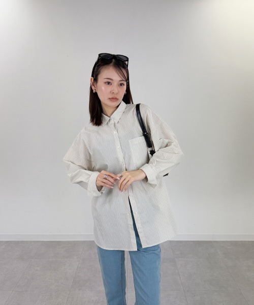 mellomela.(メロメラ)の「ロング丈ボリュームスリーブビッグシャツ(シャツ/ブラウス・レディース・サックスブルー/ベージュ系その他2/ブルー系3/ホワイト系8・FREE)」の11枚目の写真
