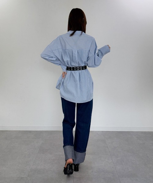 mellomela.(メロメラ)の「ロング丈ボリュームスリーブビッグシャツ(シャツ/ブラウス・レディース・サックスブルー/ベージュ系その他2/ブルー系3/ホワイト系8・FREE)」の20枚目の写真