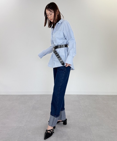 mellomela.(メロメラ)の「ロング丈ボリュームスリーブビッグシャツ(シャツ/ブラウス・レディース・サックスブルー/ベージュ系その他2/ブルー系3/ホワイト系8・FREE)」の21枚目の写真
