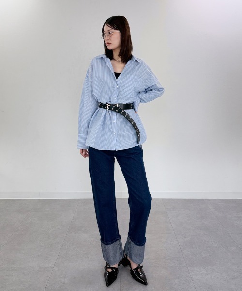 mellomela.(メロメラ)の「ロング丈ボリュームスリーブビッグシャツ(シャツ/ブラウス・レディース・サックスブルー/ベージュ系その他2/ブルー系3/ホワイト系8・FREE)」の22枚目の写真