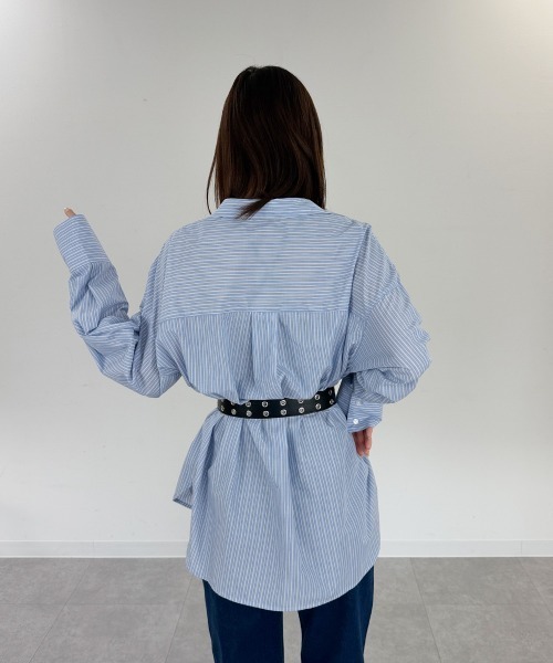 mellomela.(メロメラ)の「ロング丈ボリュームスリーブビッグシャツ(シャツ/ブラウス・レディース・サックスブルー/ベージュ系その他2/ブルー系3/ホワイト系8・FREE)」の19枚目の写真