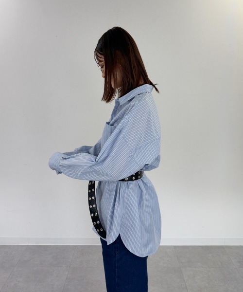 mellomela.(メロメラ)の「ロング丈ボリュームスリーブビッグシャツ(シャツ/ブラウス・レディース・サックスブルー/ベージュ系その他2/ブルー系3/ホワイト系8・FREE)」の18枚目の写真