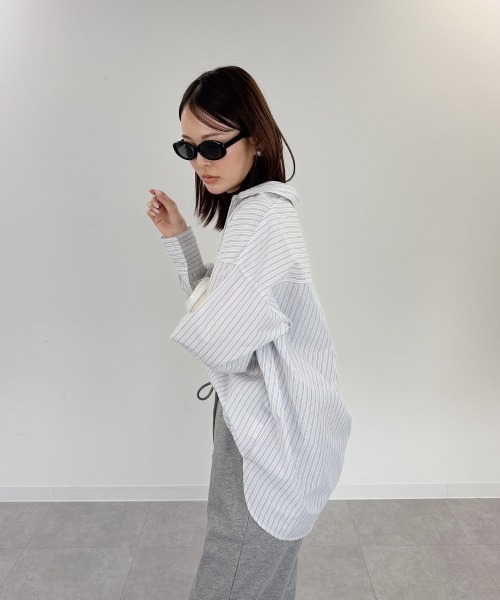 mellomela.(メロメラ)の「ロング丈ボリュームスリーブビッグシャツ(シャツ/ブラウス・レディース・サックスブルー/ベージュ系その他2/ブルー系3/ホワイト系8・FREE)」の7枚目の写真