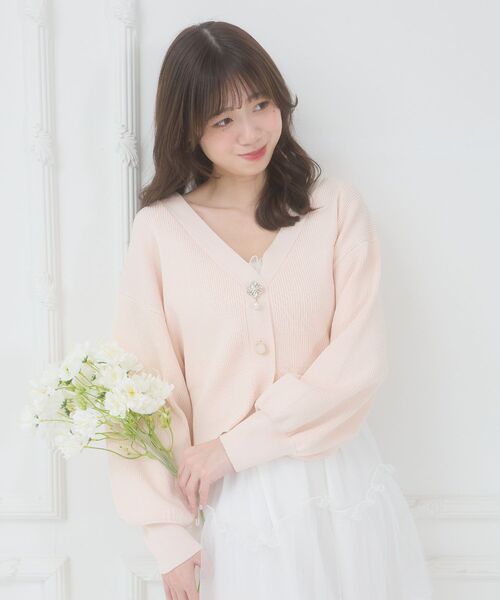 MAJESTIC LEGON（マジェスティックレゴン）の「クローバーボタンUVカットカーデ（カーディガン/ボレロ・レディース・イエロー/ブルー/ライトグリーン/ピンク/アイボリー・MEDIUM）」の5枚目の写真