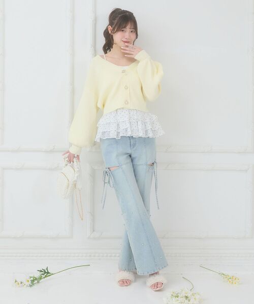 MAJESTIC LEGON（マジェスティックレゴン）の「クローバーボタンUVカットカーデ（カーディガン/ボレロ・レディース・イエロー/ブルー/ライトグリーン/ピンク/アイボリー・MEDIUM）」の13枚目の写真