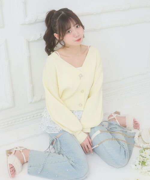 MAJESTIC LEGON（マジェスティックレゴン）の「クローバーボタンUVカットカーデ（カーディガン/ボレロ・レディース・イエロー/ブルー/ライトグリーン/ピンク/アイボリー・MEDIUM）」の14枚目の写真