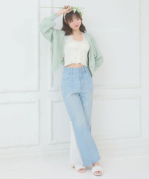 MAJESTIC LEGON（マジェスティックレゴン）の「クローバーボタンUVカットカーデ（カーディガン/ボレロ・レディース・イエロー/ブルー/ライトグリーン/ピンク/アイボリー・MEDIUM）」の9枚目の写真