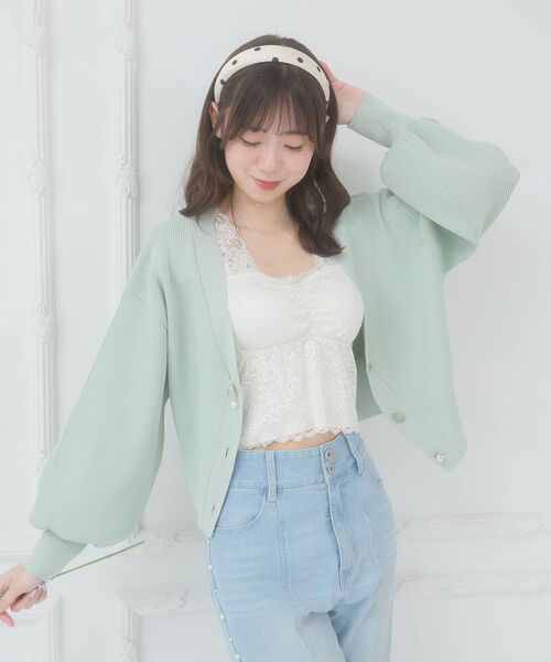 MAJESTIC LEGON（マジェスティックレゴン）の「クローバーボタンUVカットカーデ（カーディガン/ボレロ・レディース・イエロー/ブルー/ライトグリーン/ピンク/アイボリー・MEDIUM）」の6枚目の写真