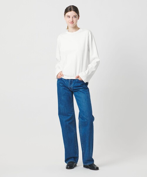 LOEFF(ロエフ)の「<LOEFF>スビンコットン ロングスリーブ カットソー(Tシャツ/カットソー・レディース・グレー系/ホワイト・FREE)」の5枚目の写真