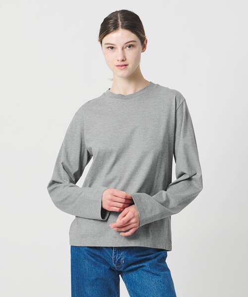 LOEFF(ロエフ)の「<LOEFF>スビンコットン ロングスリーブ カットソー(Tシャツ/カットソー・レディース・グレー系/ホワイト・FREE)」の7枚目の写真