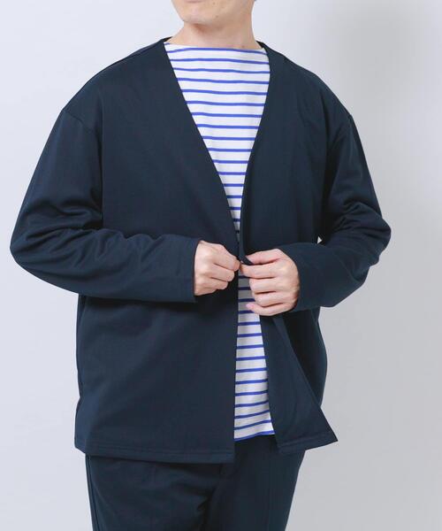 ITEMS URBANRESEARCH(アイテムズ アーバンリサーチ)の「『洗濯可』SMART-air 調温 ノーラペルジャケット(楽着シリーズ)(ノーカラージャケット・メンズ・ネイビー/カーキ/グレー系その他/ブラック・LARGE/MEDIUM)」の4枚目の写真
