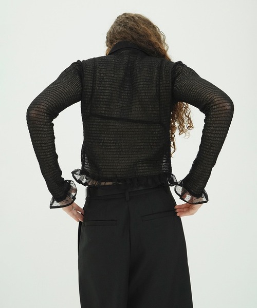 CLANE（クラネ）の「GATHERED MESH SHIRTS（シャツ/ブラウス・レディース・アイボリー/ブラック・1/2）」の10枚目の写真