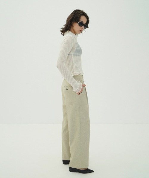 CLANE（クラネ）の「GATHERED MESH SHIRTS（シャツ/ブラウス・レディース・アイボリー/ブラック・1/2）」の6枚目の写真