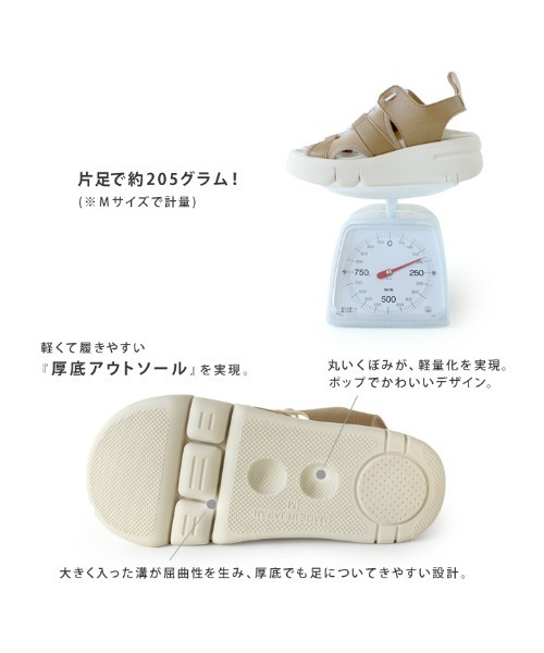 Re:getA（リゲッタ）の「Re:getA 軽量厚底スポーティサンダル RE253（サンダル・レディース・ブラック×ブラック/ブラック/ベージュ・L/M/S）」の13枚目の写真