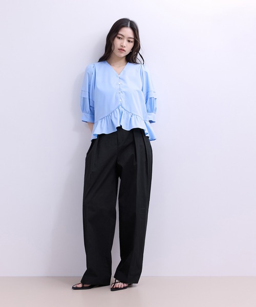 ADAM ET ROPE'(アダムエロペ)の「【WEB限定】ワイドレッグトラウザーパンツ(その他パンツ・レディース・ネイビー/ベージュ/ブラック・36/38/34)」の6枚目の写真