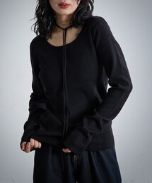 【着回し力抜群！】チョーカー付き前後2WAYニット