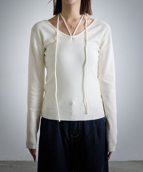 goocy（グーシー）の「【着回し力抜群！】チョーカー付き前後2WAYニット（ニット/セーター・レディース・ブラウン/ブラック/アイボリー・FREE）」の10枚目の写真