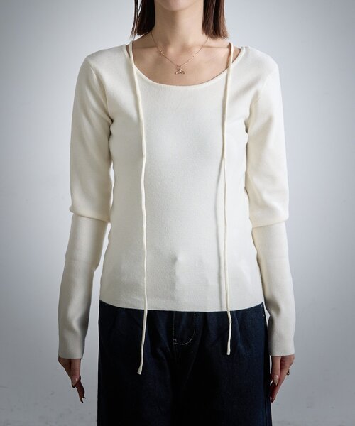 goocy（グーシー）の「【着回し力抜群！】チョーカー付き前後2WAYニット（ニット/セーター・レディース・ブラウン/ブラック/アイボリー・FREE）」の14枚目の写真