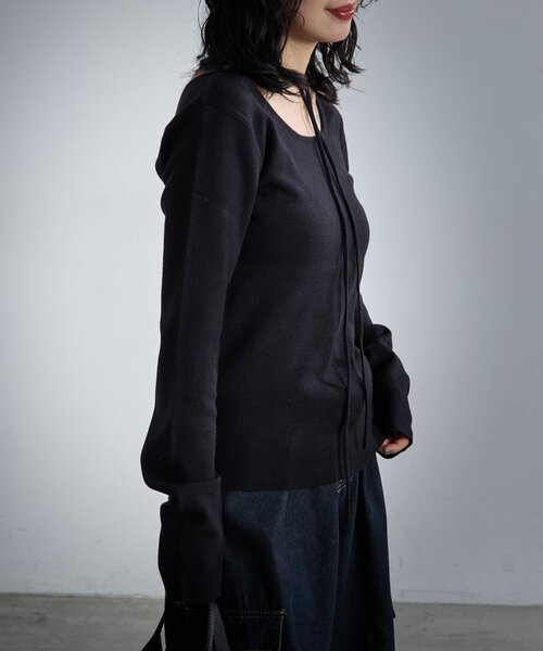 goocy（グーシー）の「【着回し力抜群！】チョーカー付き前後2WAYニット（ニット/セーター・レディース・ブラウン/ブラック/アイボリー・FREE）」の20枚目の写真