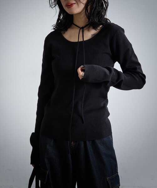 goocy（グーシー）の「【着回し力抜群！】チョーカー付き前後2WAYニット（ニット/セーター・レディース・ブラウン/ブラック/アイボリー・FREE）」の21枚目の写真