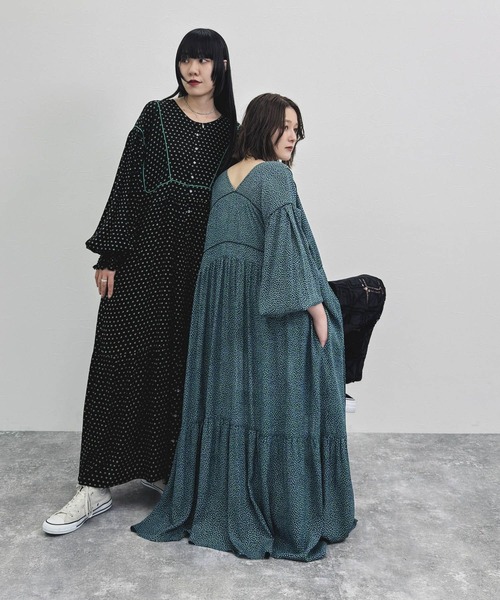 niko and...（ニコアンド）の「[MODE NORM CORE] 2WAYマキシプリントワンピース（ワンピース・レディース・グリーン/ネイビー/ブラック・LARGE/MEDIUM）」の6枚目の写真