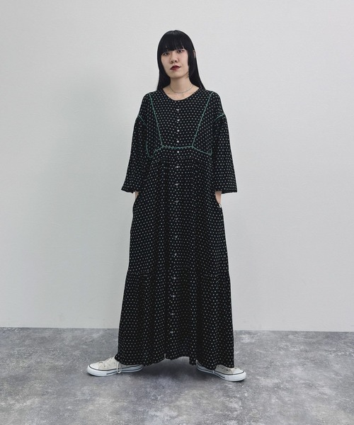 niko and...（ニコアンド）の「[MODE NORM CORE] 2WAYマキシプリントワンピース（ワンピース・レディース・グリーン/ネイビー/ブラック・LARGE/MEDIUM）」の9枚目の写真