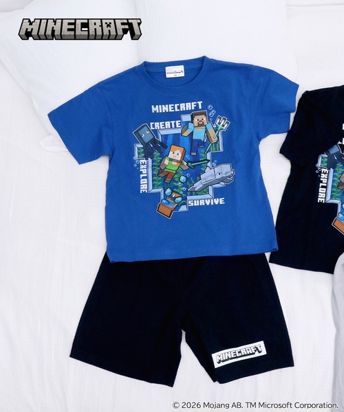 RUGGEDWORKS（ラゲッドワークス）の「《マインクラフト》 キッズ 半袖 ハーフパンツ パジャマ ルームウェア（ルームウェア/パジャマ・キッズ・ブラック/ブルー・120/130/140/150）」の2枚目の写真