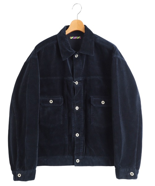 is-ness（イズネス）の「is-ness / イズネス：CORDUROY TRUCKER JACKET：1006AWJK02-25AW[NOA]（ブルゾン・メンズ・ネイビー/チャコール・L/M）」の2枚目の写真