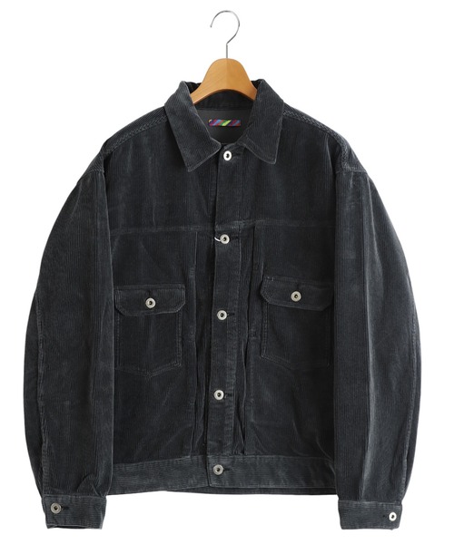 is-ness（イズネス）の「is-ness / イズネス：CORDUROY TRUCKER JACKET：1006AWJK02-25AW[NOA]（ブルゾン・メンズ・ネイビー/チャコール・L/M）」の3枚目の写真