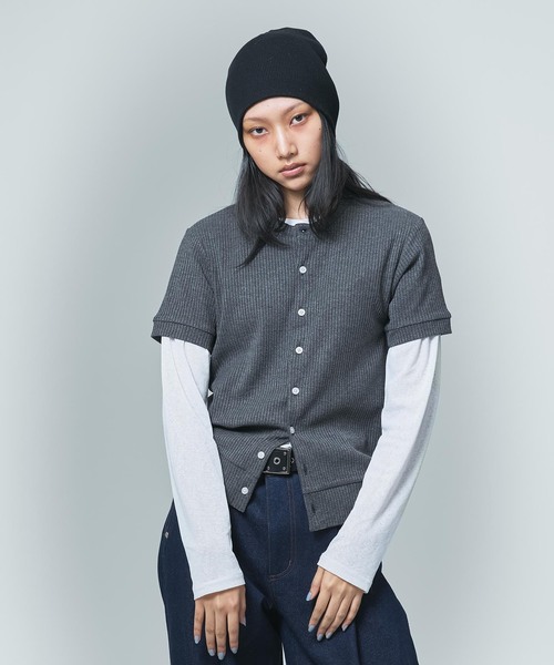 NOCTO ARCHIVE Collarless S/S Cardigan — кардиган без воротника короткий рукав