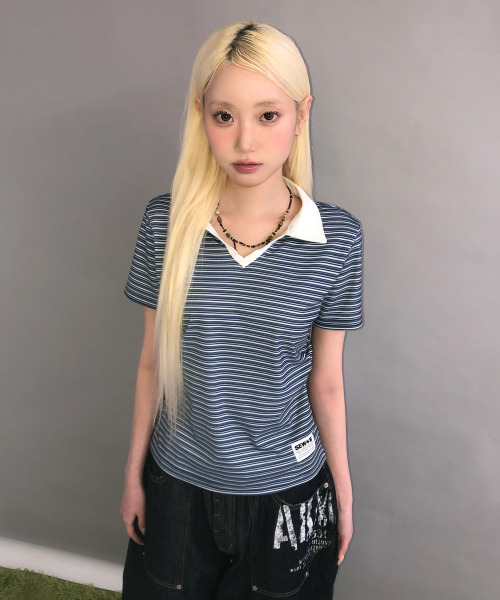 SEW-B（ソービー）の「ソフトセミクロップカラーTシャツ [アサイブルー]（Tシャツ/カットソー・レディース・その他・FREE）」の3枚目の写真