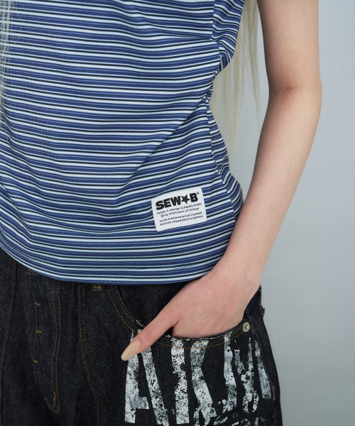 SEW-B（ソービー）の「ソフトセミクロップカラーTシャツ [アサイブルー]（Tシャツ/カットソー・レディース・その他・FREE）」の4枚目の写真