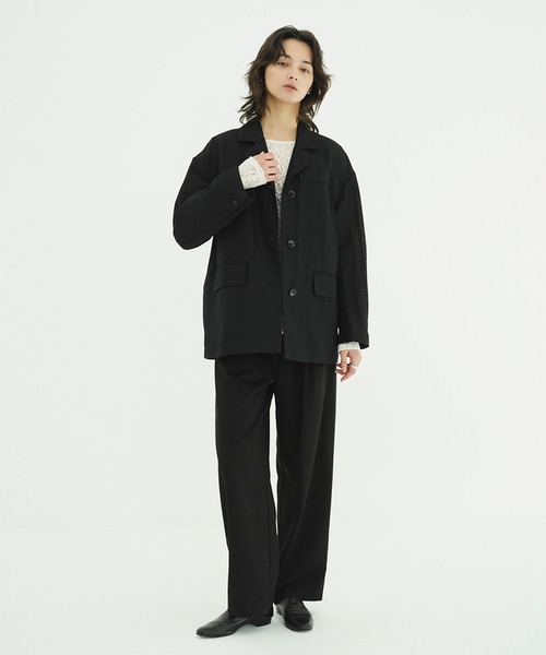 CLANE(クラネ)の「DAD MESH JACKET(テーラードジャケット・レディース・ピンク/アイボリー/ブラック・1/2)」の7枚目の写真