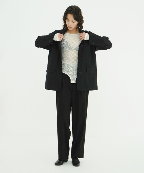 CLANE(クラネ)の「DAD MESH JACKET(テーラードジャケット・レディース・ピンク/アイボリー/ブラック・1/2)」の8枚目の写真