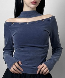 アイレットネックフィットロングトップス