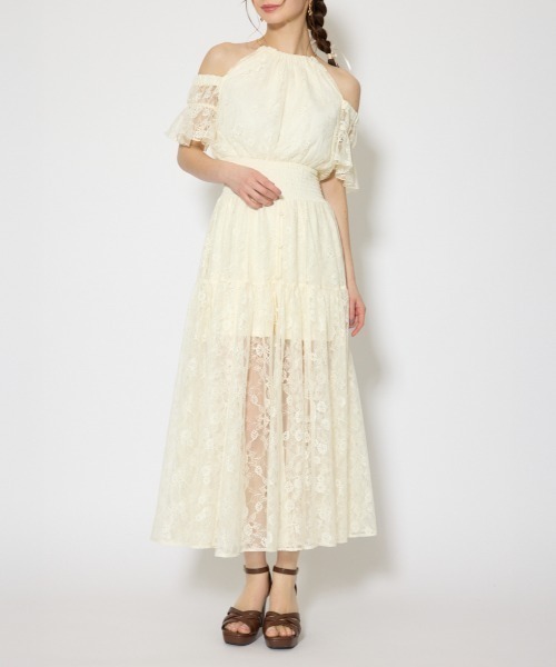 森香澄さん着用】2WAYホルターネックレースロンパース 春服 夏服