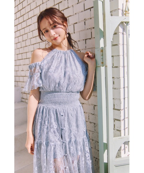 森香澄さん着用】2WAYホルターネックレースロンパース 春服 夏服