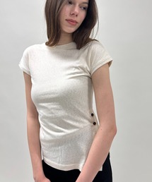 FUULLY STUDIO（フーリィーステューディオ）の「サイドボタンフレンチスリーブTEE（Tシャツ/カットソー）」