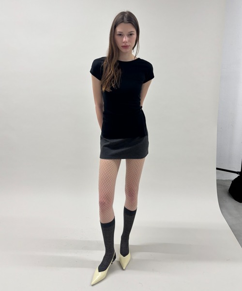 FUULLY STUDIO(フーリィーステューディオ)の「サイドボタンフレンチスリーブTEE(Tシャツ/カットソー・レディース・アイボリー/ブラック/ライトブルー・FREE)」の11枚目の写真
