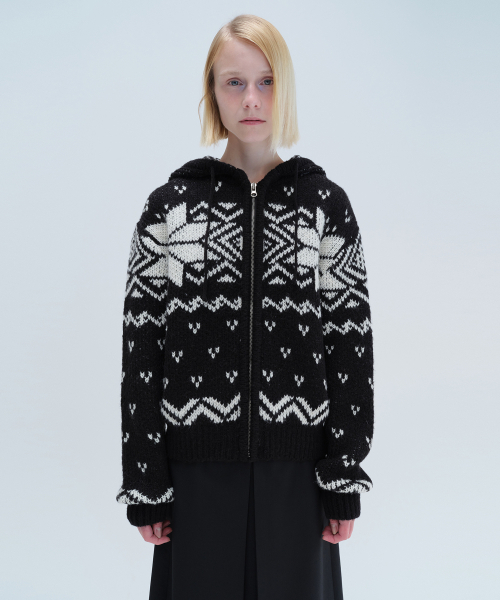 NORDIC HOODIE ZIP UP (black) — толстовка на молнии, чёрная