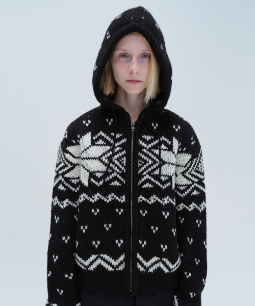 DIAGONAL(ダイアゴナル)の「NORDIC HOODIE ZIP UP (black)(パーカー・レディース・その他・FREE)」の2枚目の写真