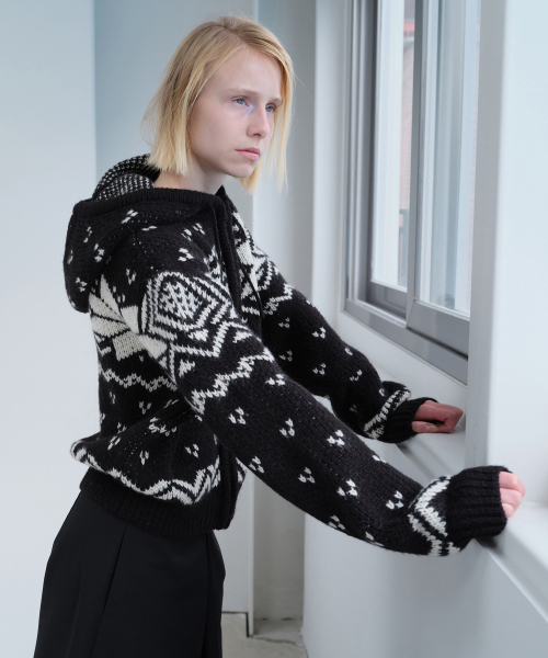 DIAGONAL(ダイアゴナル)の「NORDIC HOODIE ZIP UP (black)(パーカー・レディース・その他・FREE)」の7枚目の写真